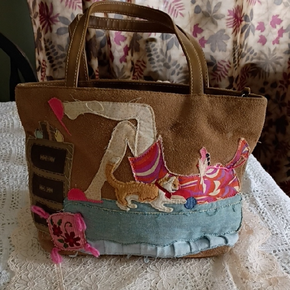 Brown and Pink Women's Tote Bag